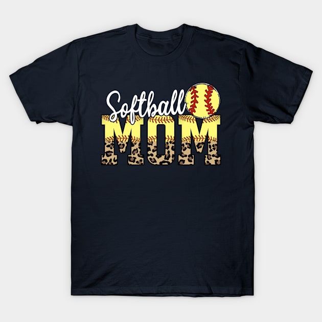 Softball Mom Leopard Print Proud Mother's day Gift T-Shirt by missalona